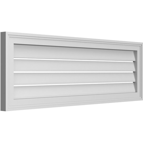 Ekena Millwork Vertical Surface Mount PVC Gable Vent: Functional, w/ 2"W x 1-1/2"P Brickmould Frame, 42"W x 14"H - GVPVE42X1402SF