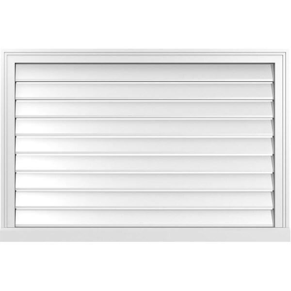 Ekena Millwork Vertical Surface Mount PVC Gable Vent: Functional, w/ 2"W x 2"P Brickmould Sill Frame, 42"W x 28"H - GVPVE42X2803SF