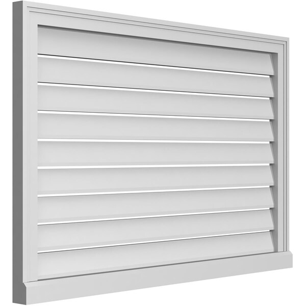 Ekena Millwork Vertical Surface Mount PVC Gable Vent: Functional, w/ 2"W x 2"P Brickmould Sill Frame, 42"W x 28"H - GVPVE42X2803SF