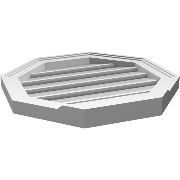 Ekena Millwork Octagonal Surface Mount PVC Gable Vent: Functional, w/ 2"W x 2"P Brickmould Sill Frame, 20"W x 20"H - GVPOC20X2003SF