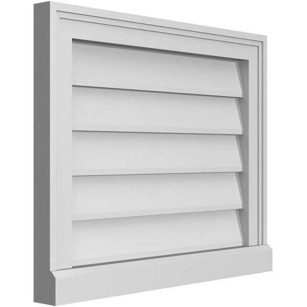 Ekena Millwork Vertical Surface Mount PVC Gable Vent w/ 2"W x 2"H , Brickmould Sill Frame, 22"W x 18"H - GVPVE22X1803SN