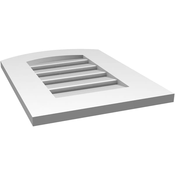 Ekena Millwork Arch Top Surface Mount PVC Gable Vent: Non-Functional, w/ 3-1/2"W x 1"P Standard Frame, 16"W x 20"H - GVPAR16X2001SN