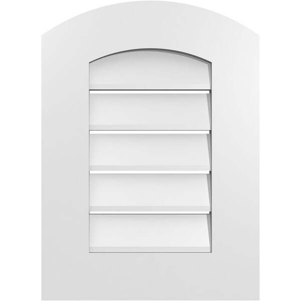 Ekena Millwork Arch Top Surface Mount PVC Gable Vent: Non-Functional, w/ 3-1/2"W x 1"P Standard Frame, 16"W x 20"H - GVPAR16X2001SN