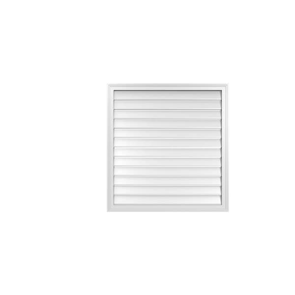 Ekena Millwork Vertical Surface Mount PVC Gable Vent: Functional, w/ 2"W x 1-1/2"P Brickmould Frame, 36"W x 38"H - GVPVE36X3802SF
