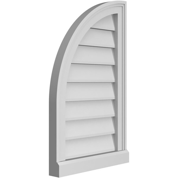 Ekena Millwork Quarter Round Top Left Surface Mount PVC Gable Vent w/ 2"W x 2"P Brickmould Sill Frame, 16"W x 26"H - GVPQL16X2603SN