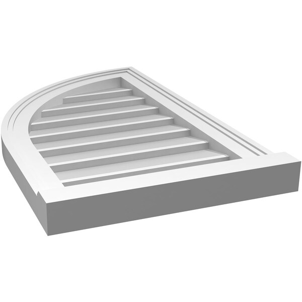 Ekena Millwork Quarter Round Top Left Surface Mount PVC Gable Vent w/ 2"W x 2"P Brickmould Sill Frame, 16"W x 26"H - GVPQL16X2603SN