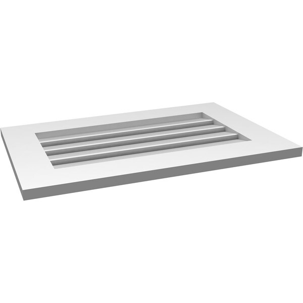 Ekena Millwork Vertical Surface Mount PVC Gable Vent: Functional, w/ 3-1/2"W x 1"P Standard Frame, 28"W x 18"H - GVPVE28X1801SF