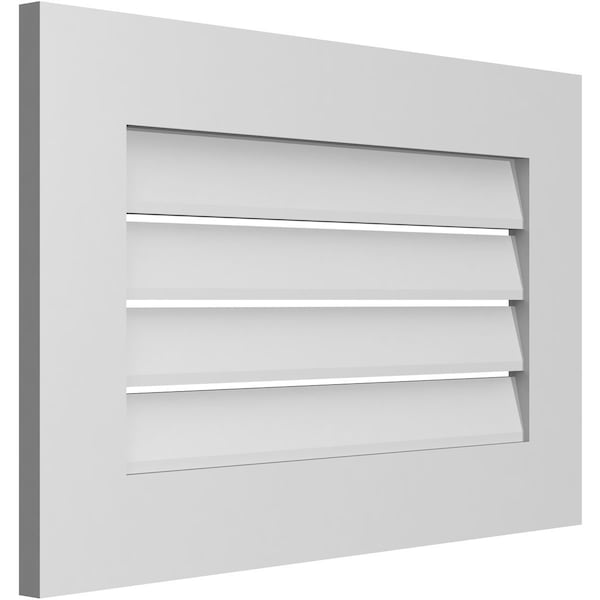 Ekena Millwork Vertical Surface Mount PVC Gable Vent: Functional, w/ 3-1/2"W x 1"P Standard Frame, 28"W x 18"H - GVPVE28X1801SF