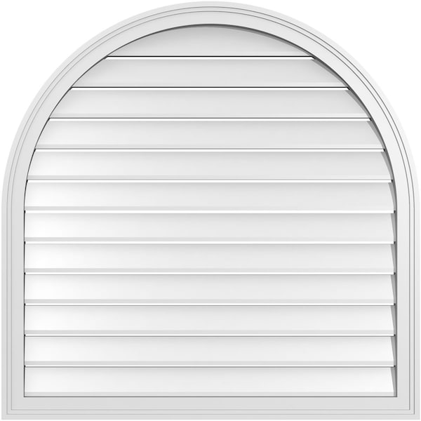 Ekena Millwork Round Top Surface Mount PVC Gable Vent: Functional, w/ 2"W x 1-1/2"P Brickmould Frame, 38"W x 38"H - GVPRT38X3802SF