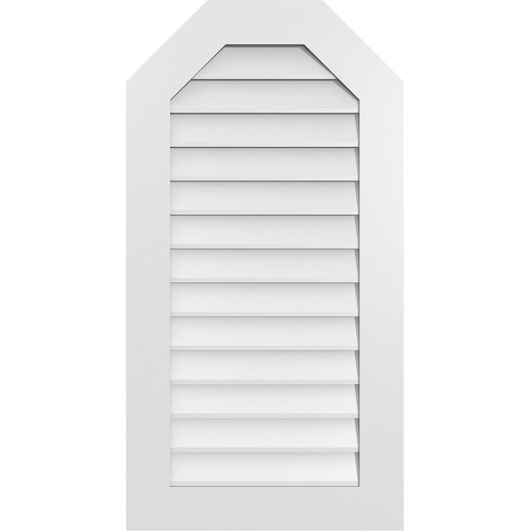 Ekena Millwork Octagonal Top Surface Mount PVC Gable Vent w/ 3-1/2"W x 1"P Standard Frame, 22"W x 42"H - GVPOT22X4201SN