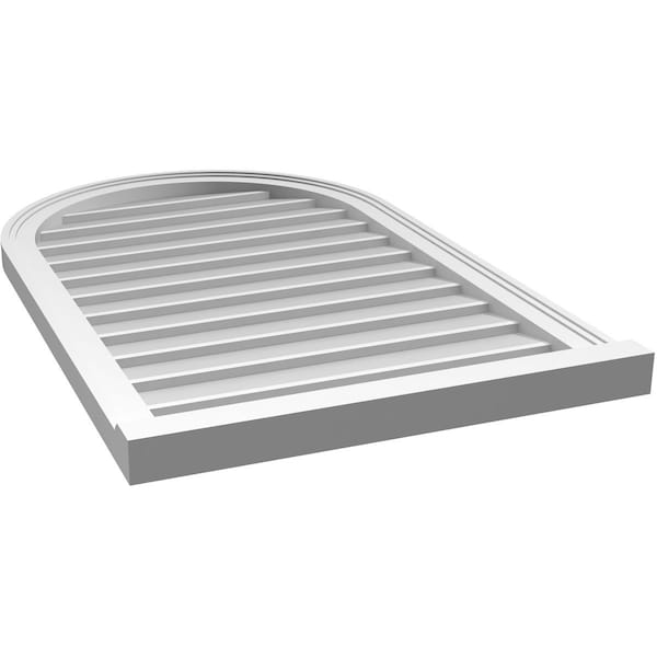 Ekena Millwork Round Top Surface Mount PVC Gable Vent w/ 2"W x 2"P Brickmould Sill Frame, 24"W x 38"H - GVPRT24X3803SN