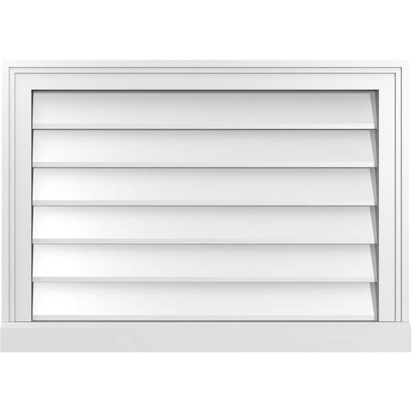 Ekena Millwork Vertical Surface Mount PVC Gable Vent w/ 2"W x 2"H , Brickmould Sill Frame, 28"W x 20"H - GVPVE28X2003SN