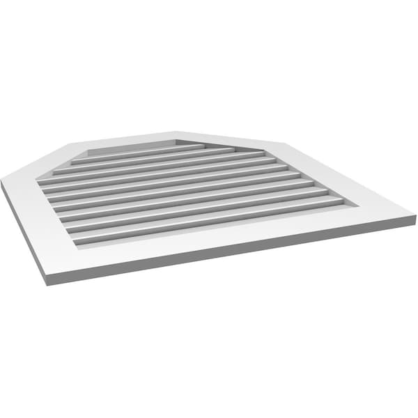Ekena Millwork Octagonal Top Surface Mount PVC Gable Vent: Functional, w/ 3-1/2"W x 1"P Standard Frame, 34"W x 34"H - GVPOT34X3401SF