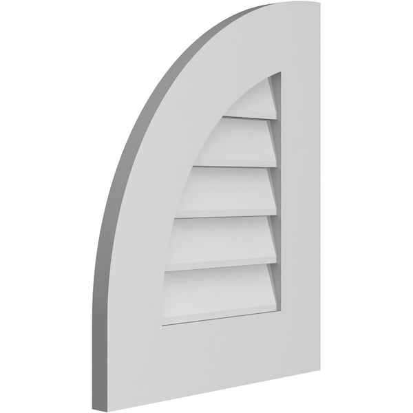Ekena Millwork Quarter Round Top Left Surface Mount PVC Gable Vent w/ 3-1/2"W x 1"P Standard Frame, 16"W x 20"H - GVPQL16X2001SN