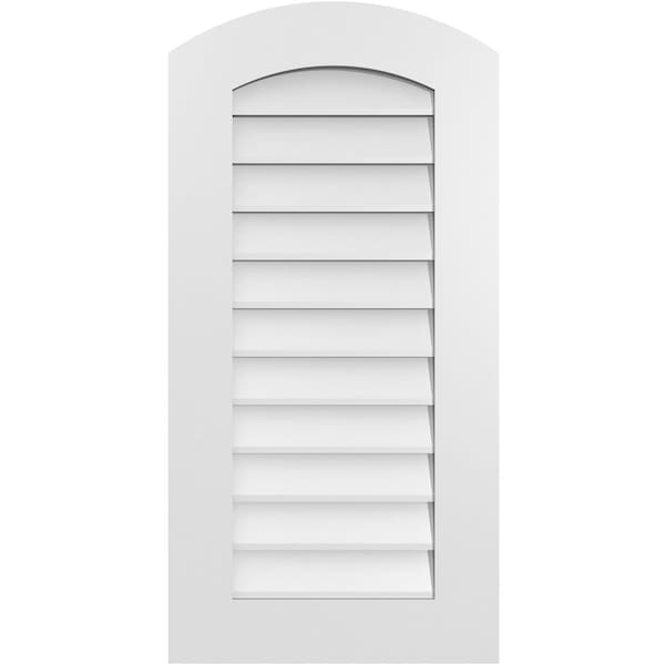 Ekena Millwork Arch Top Surface Mount PVC Gable Vent: Functional, w/ 3-1/2"W x 1"P Standard Frame, 18"W x 36"H - GVPAR18X3601SF