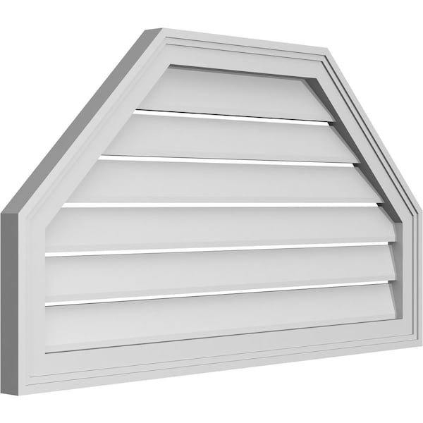 Ekena Millwork Octagonal Top Surface Mount PVC Gable Vent w/ 2"W x 1-1/2"P Brickmould Frame, 36"W x 20"H - GVPOT36X2002SF