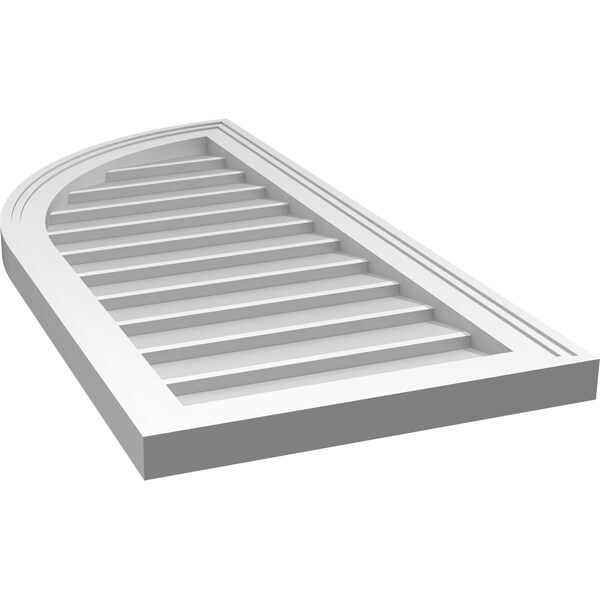 Ekena Millwork Quarter Round Top Left Surface Mount PVC Gable Vent w/ 2"W x 1-1/2"P Brickmould Frame, 16"W x 34"H - GVPQL16X3402SN