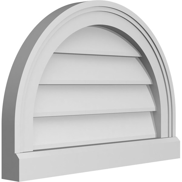 Ekena Millwork Round Top Surface Mount PVC Gable Vent w/ 2"W x 2"P Brickmould Sill Frame, 20"W x 14"H - GVPRT20X1403SN