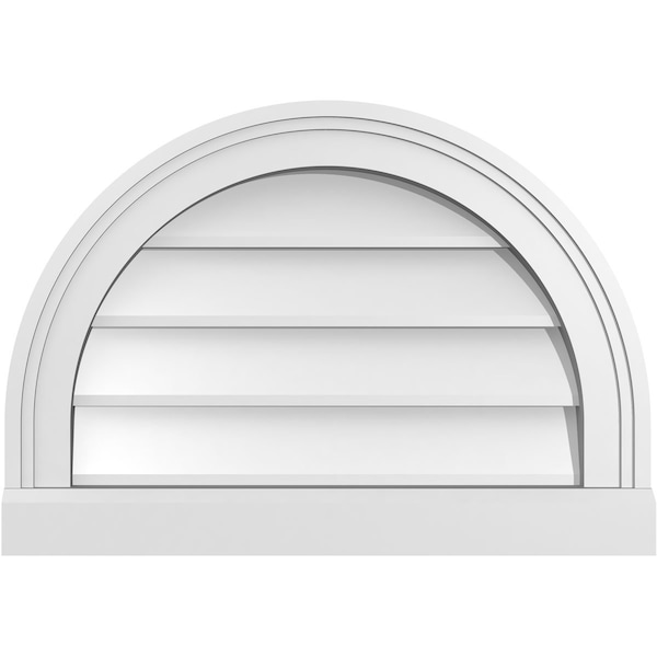 Ekena Millwork Round Top Surface Mount PVC Gable Vent w/ 2"W x 2"P Brickmould Sill Frame, 20"W x 14"H - GVPRT20X1403SN