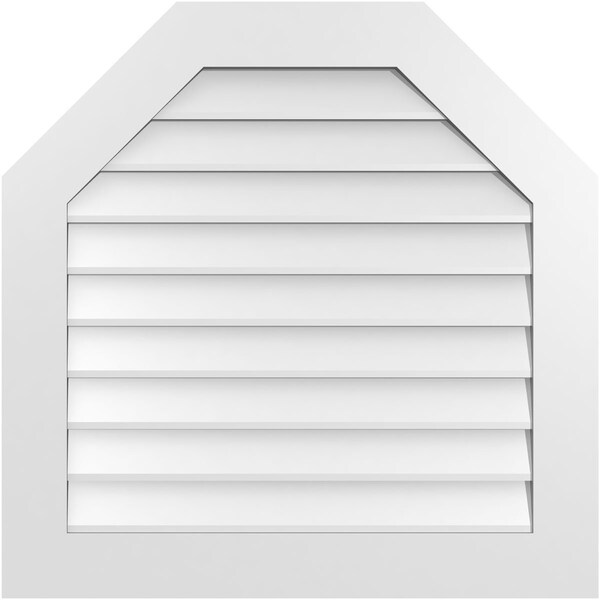 Ekena Millwork Octagonal Top Surface Mount PVC Gable Vent w/ 3-1/2"W x 1"P Standard Frame, 32"W x 32"H - GVPOT32X3201SN