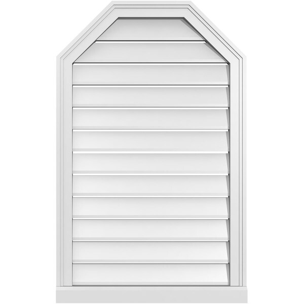 Ekena Millwork Octagonal Top Surface Mount PVC Gable Vent w/ 2"W x 2"P Brickmould Sill Frame, 24"W x 38"H - GVPOT24X3803SF