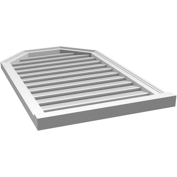 Ekena Millwork Octagonal Top Surface Mount PVC Gable Vent w/ 2"W x 2"P Brickmould Sill Frame, 24"W x 38"H - GVPOT24X3803SF