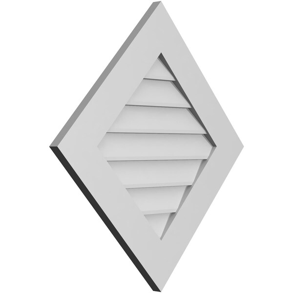 Ekena Millwork Diamond Surface Mount PVC Gable Vent: Functional, w/ 3-1/2"W x 1"P Standard Frame, 28"W x 28"H - GVPDI28X2801SF