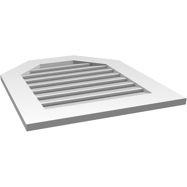 Ekena Millwork Octagonal Top Surface Mount PVC Gable Vent: Functional, w/ 3-1/2"W x 1"P Standard Frame, 24"W x 28"H - GVPOT24X2801SF