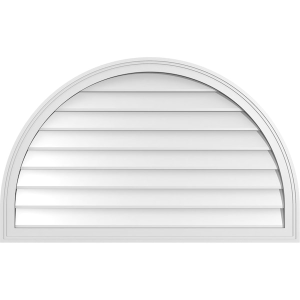 Ekena Millwork Round Top Surface Mount PVC Gable Vent w/ 2"W x 1-1/2"P Brickmould Frame, 42"W x 26"H - GVPRT42X2602SN
