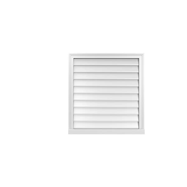 Ekena Millwork Vertical Surface Mount PVC Gable Vent w/ 2"W x 2"H , Brickmould Sill Frame, 30"W x 32"H - GVPVE30X3203SN