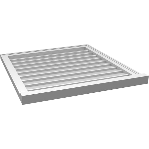 Ekena Millwork Vertical Surface Mount PVC Gable Vent w/ 2"W x 2"H , Brickmould Sill Frame, 30"W x 32"H - GVPVE30X3203SN
