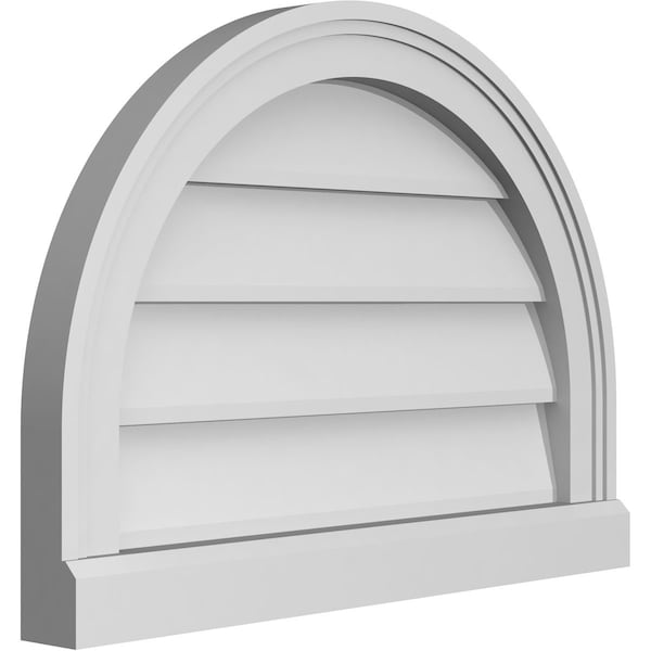 Ekena Millwork Round Top Surface Mount PVC Gable Vent w/ 2"W x 2"P Brickmould Sill Frame, 22"W x 16"H - GVPRT22X1603SN