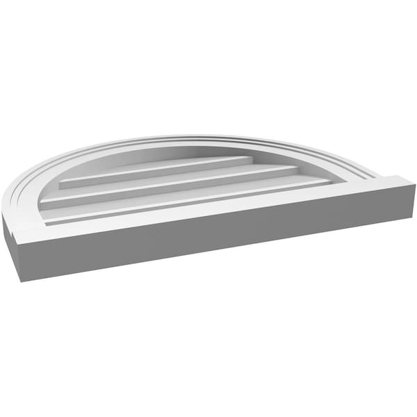 Ekena Millwork Round Top Surface Mount PVC Gable Vent w/ 2"W x 2"P Brickmould Sill Frame, 22"W x 16"H - GVPRT22X1603SN