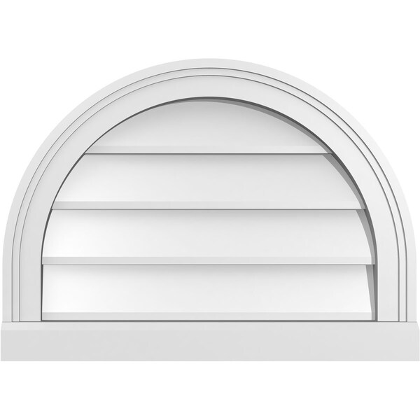 Ekena Millwork Round Top Surface Mount PVC Gable Vent w/ 2"W x 2"P Brickmould Sill Frame, 22"W x 16"H - GVPRT22X1603SN
