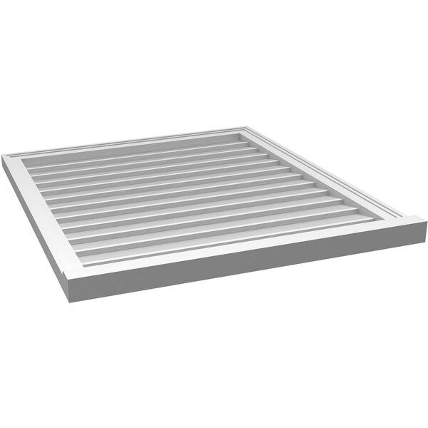 Ekena Millwork Vertical Surface Mount PVC Gable Vent w/ 2"W x 2"H , Brickmould Sill Frame, 32"W x 36"H - GVPVE32X3603SN