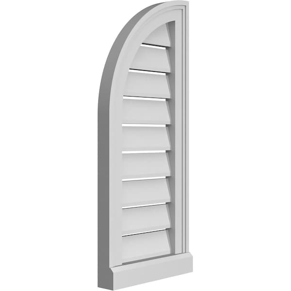 Ekena Millwork Quarter Round Top Left Surface Mount PVC Gable Vent w/ 2"W x 2"P Brickmould Sill Frame, 12"W x 28"H - GVPQL12X2803SF