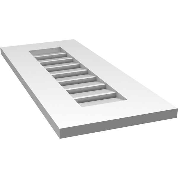 Ekena Millwork Vertical Surface Mount PVC Gable Vent: Functional, w/ 3-1/2"W x 1"P Standard Frame, 12"W x 28"H - GVPVE12X2801SF