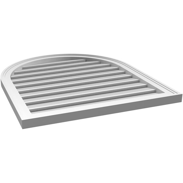 Ekena Millwork Round Top Surface Mount PVC Gable Vent: Functional, w/ 2"W x 1-1/2"P Brickmould Frame, 28"W x 32"H - GVPRT28X3202SF