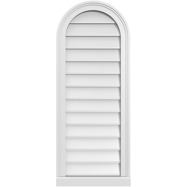 Ekena Millwork Round Top Surface Mount PVC Gable Vent w/ 2"W x 2"P Brickmould Sill Frame, 16"W x 40"H - GVPRT16X4003SN