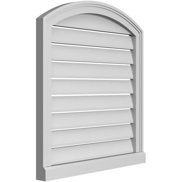 Ekena Millwork Arch Top Surface Mount PVC Gable Vent w/ 2"W x 2"P Brickmould Sill Frame, 26"W x 26"H - GVPAR26X2603SN