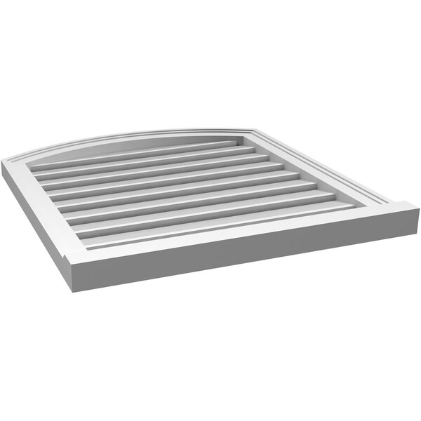 Ekena Millwork Arch Top Surface Mount PVC Gable Vent w/ 2"W x 2"P Brickmould Sill Frame, 26"W x 26"H - GVPAR26X2603SN