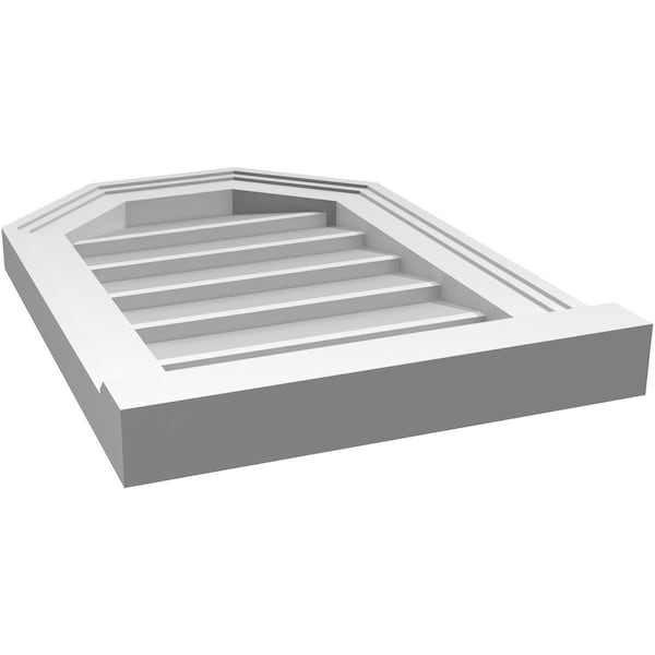 Ekena Millwork Octagonal Top Surface Mount PVC Gable Vent w/ 2"W x 2"P Brickmould Sill Frame, 14"W x 20"H - GVPOT14X2003SN