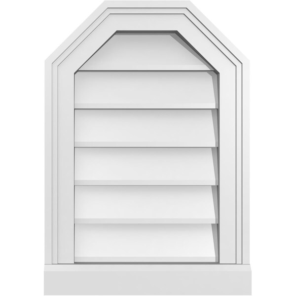 Ekena Millwork Octagonal Top Surface Mount PVC Gable Vent w/ 2"W x 2"P Brickmould Sill Frame, 14"W x 20"H - GVPOT14X2003SN
