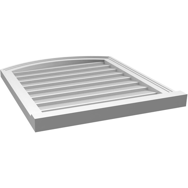 Ekena Millwork Arch Top Surface Mount PVC Gable Vent: Functional, w/ 2"W x 2"P Brickmould Sill Frame, 24"W x 28"H - GVPAR24X2803SF