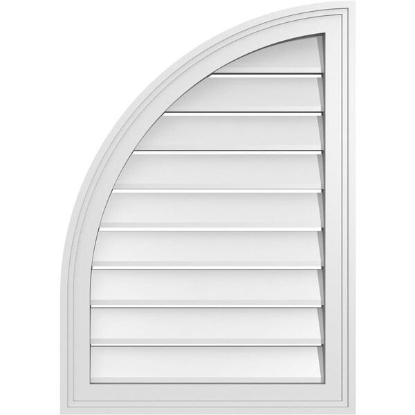 Ekena Millwork Quarter Round Top Left Surface Mount PVC Gable Vent w/ 2"W x 1-1/2"P Brickmould Frame, 20"W x 28"H - GVPQL20X2802SF