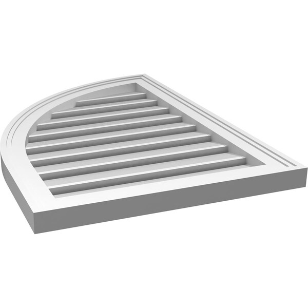 Ekena Millwork Quarter Round Top Left Surface Mount PVC Gable Vent w/ 2"W x 1-1/2"P Brickmould Frame, 20"W x 28"H - GVPQL20X2802SF