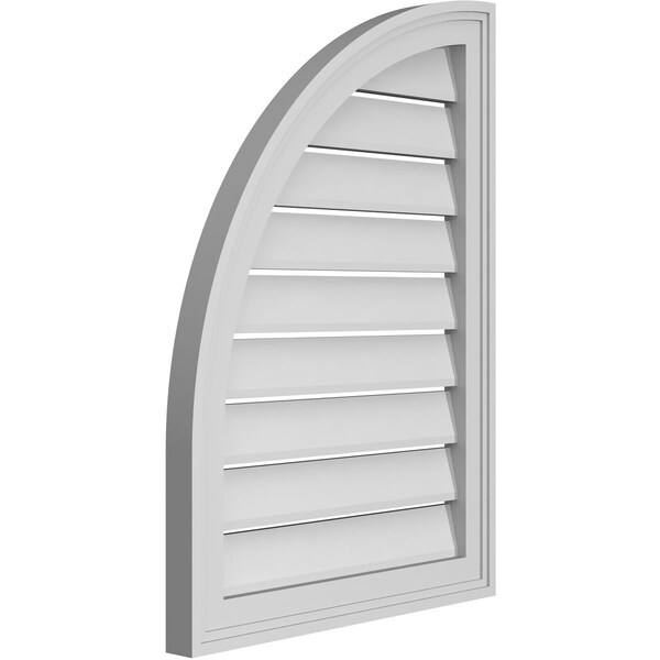 Ekena Millwork Quarter Round Top Left Surface Mount PVC Gable Vent w/ 2"W x 1-1/2"P Brickmould Frame, 20"W x 28"H - GVPQL20X2802SF