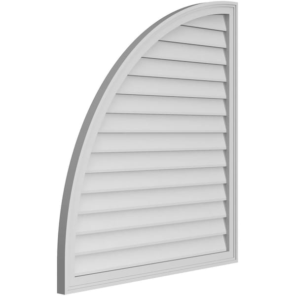 Ekena Millwork Quarter Round Top Left Surface Mount PVC Gable Vent w/ 2"W x 1-1/2"P Brickmould Frame, 38"W x 42"H - GVPQL38X4202SN