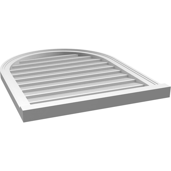 Ekena Millwork Round Top Surface Mount PVC Gable Vent w/ 2"W x 2"P Brickmould Sill Frame, 26"W x 32"H - GVPRT26X3203SN
