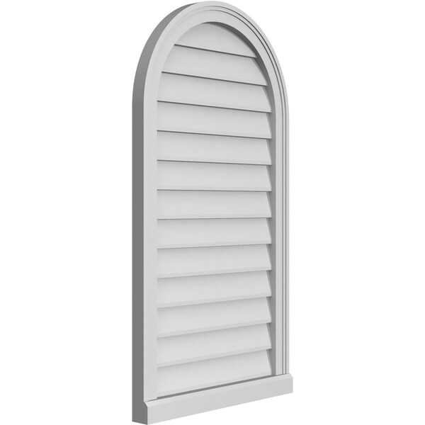 Ekena Millwork Round Top Surface Mount PVC Gable Vent w/ 2"W x 2"P Brickmould Sill Frame, 22"W x 40"H - GVPRT22X4003SN
